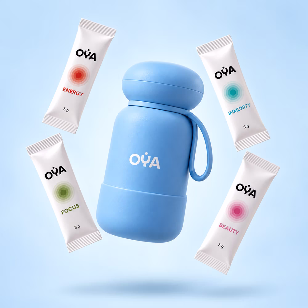 The OYA bottle and the four formulas